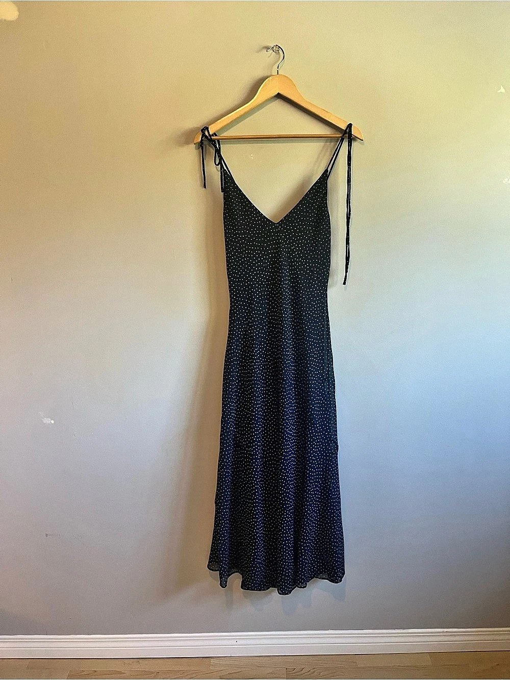 Wilfred Only Slip Midi Dress Polka Dot Maxi Dress in Black & White Size Medium